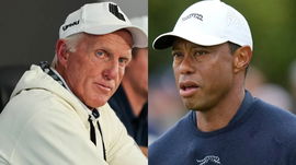 Greg Norman (L) and Tiger Woods (R) Collage from IMAGO