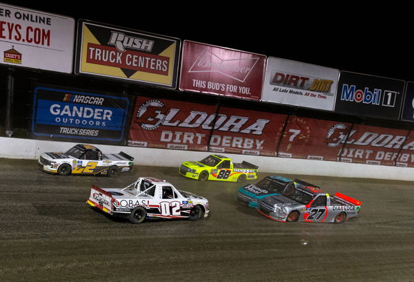 ROSSBURG OH AUGUST 01 Tyler Dippel driver of the 02 Jersey Filmmaker Chevrolet is turned arou