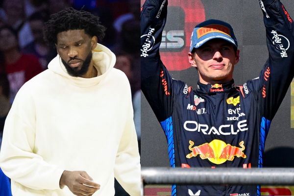 (L-R) Joel Embiid, Max Verstappen